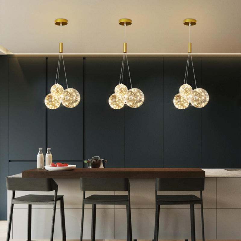 Valentina Glass Globe Bubble Pendant Light LED Stary - Neutral Decor