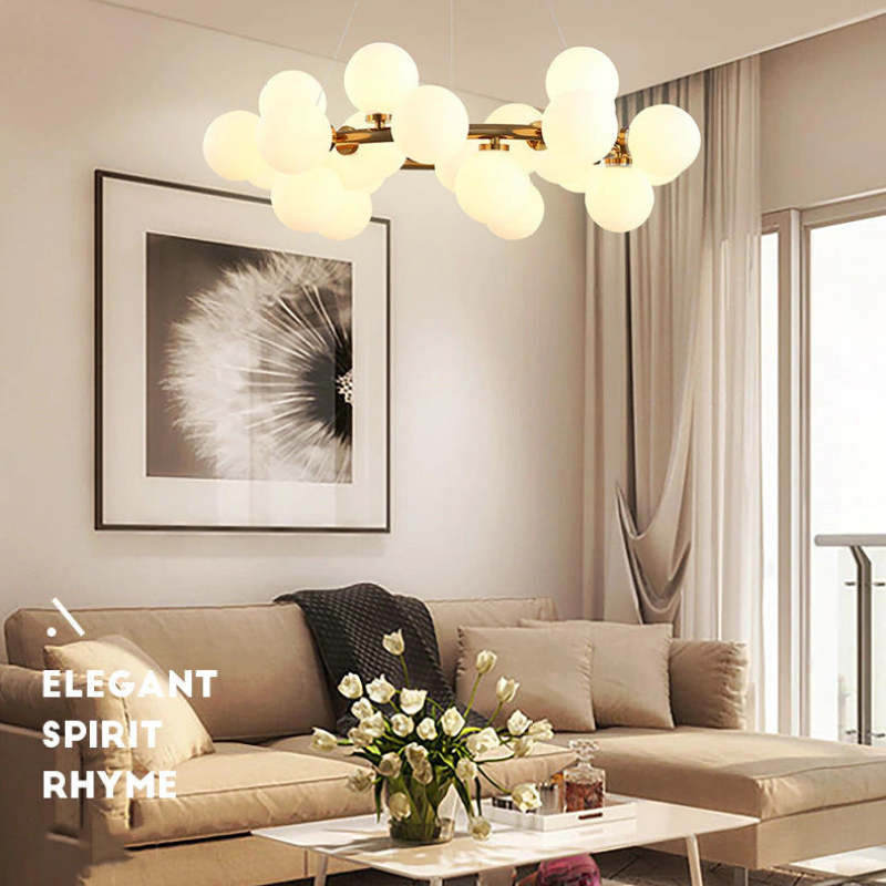 Valentina Bass Glass Bubble Golden Chandelier - Neutral Decor