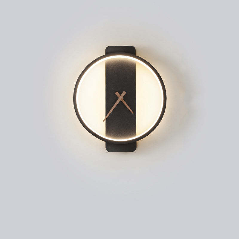 Valentina Arisha Square Clock Metal & Acrylic Wall Lamp, Gold - Neutral Decor