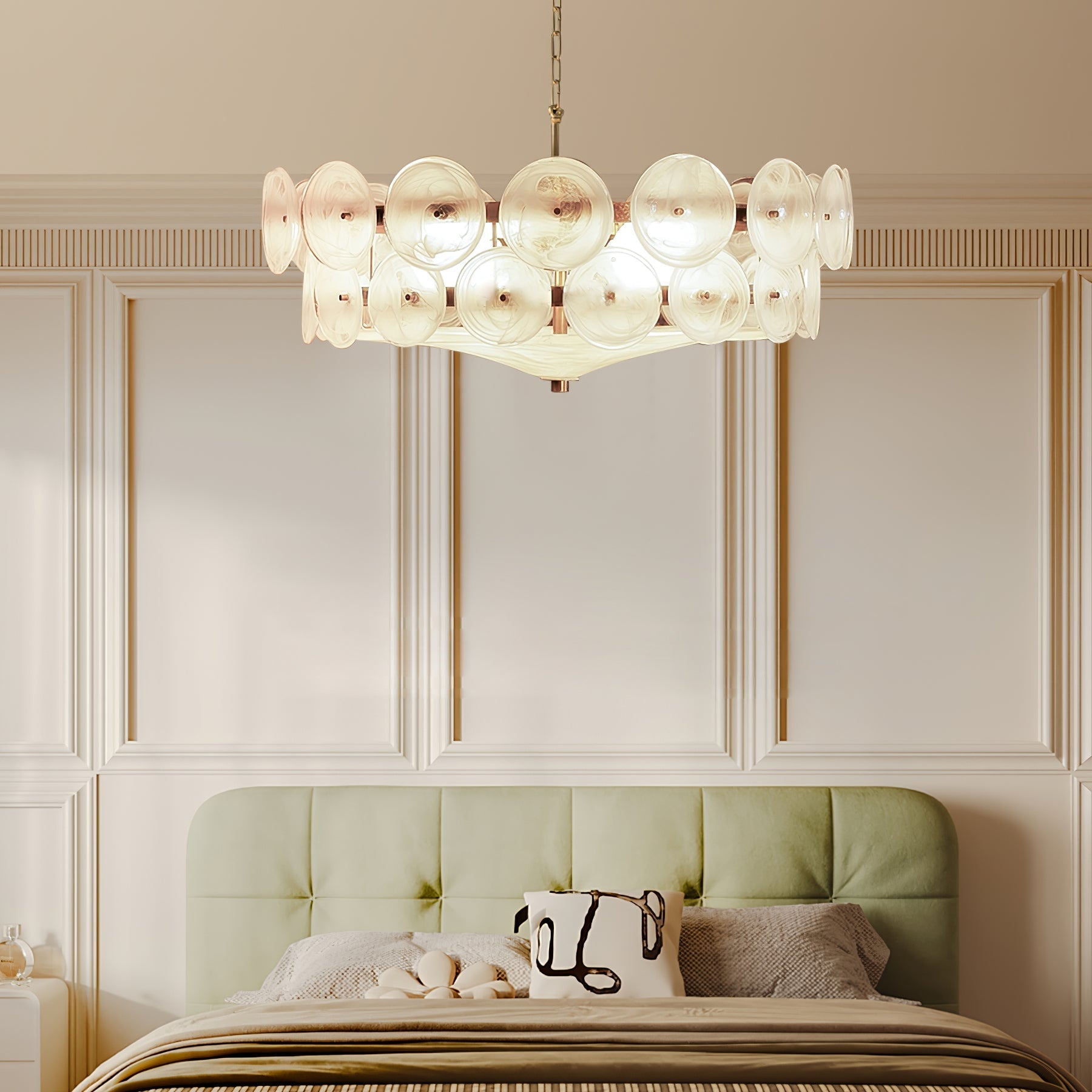 Aurora Chandelier Murano Glass Disc Vintage-Neutral Decor