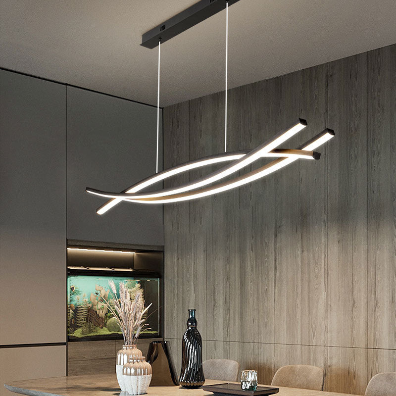 Arisha Modern Linear Metal Pendant Light, Black - Neutral Decor