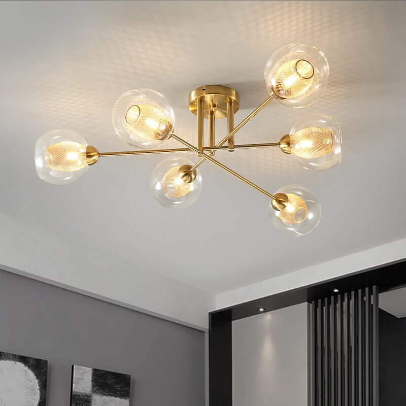 Valentina Industrial Glass Globe Chandelier LED, 6 Style - Neutral Decor