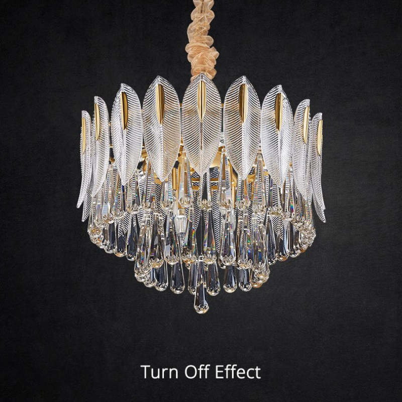Arisha Luxury Feather Crystal Chandelier, Living Room - Neutral Decor