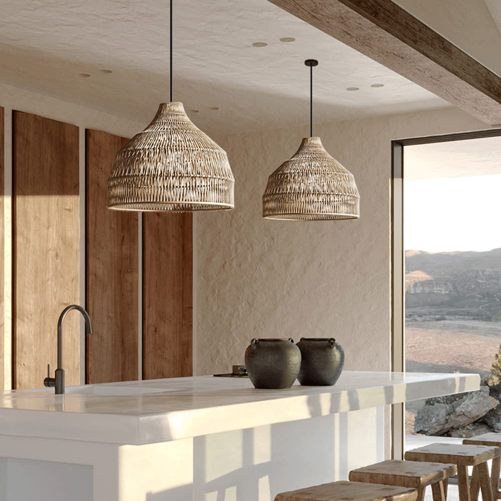 Muto Japanese Vintage Zen Pendant Light Rattan Study Room/Bedroom - Neutral Decor