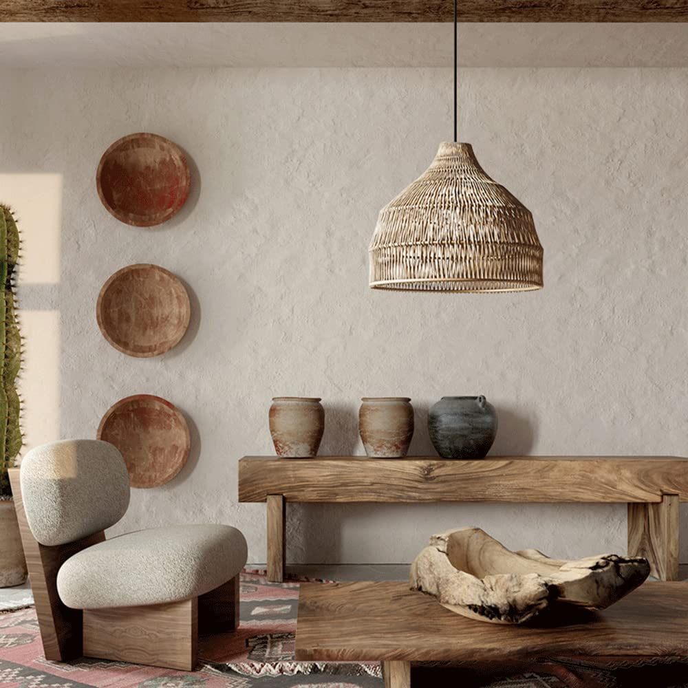 Muto Japanese Vintage Zen Pendant Light Rattan Study Room/Bedroom - Neutral Decor