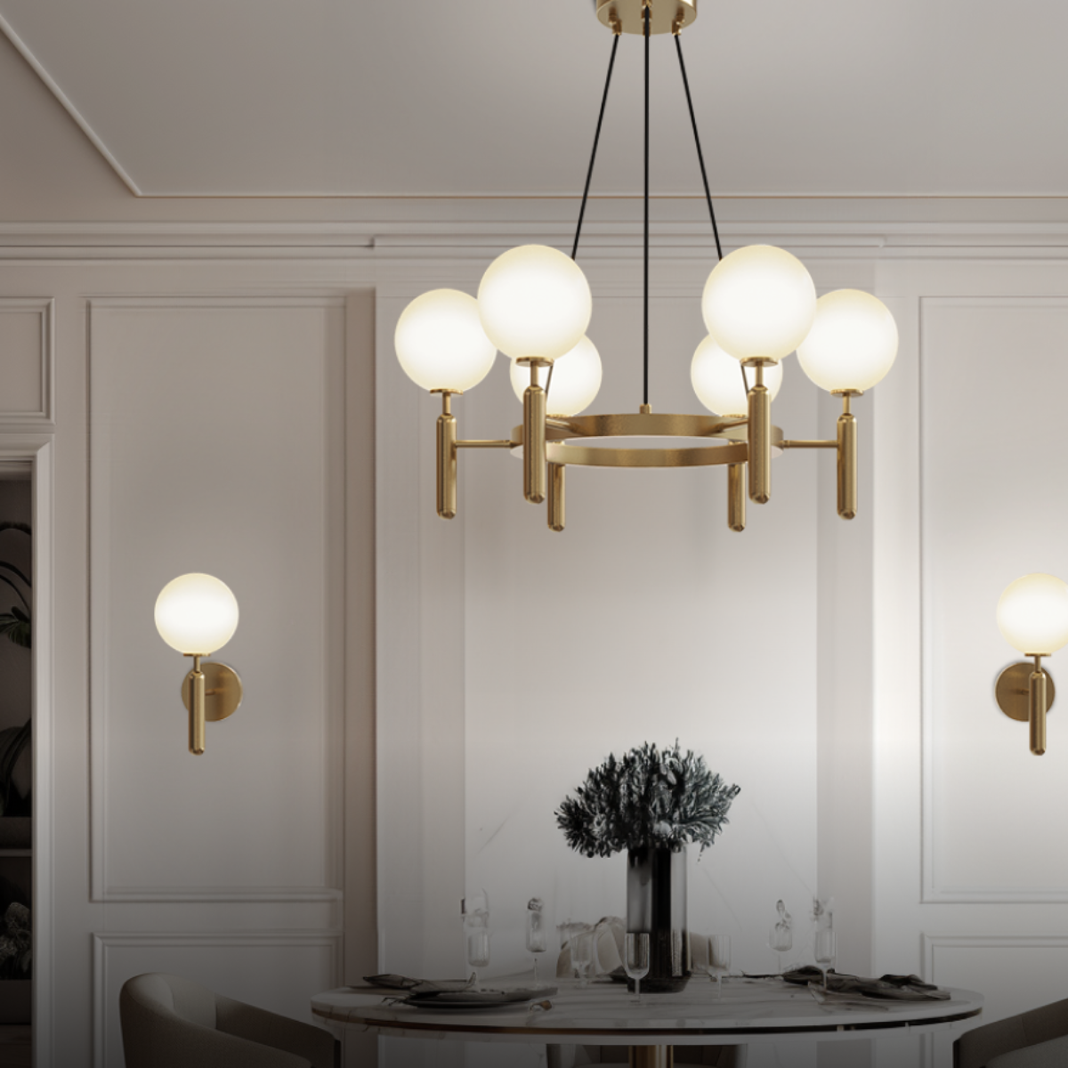 Kristy Design Ball Glass/Metal Pendant Light Gold White - Neutral Decor
