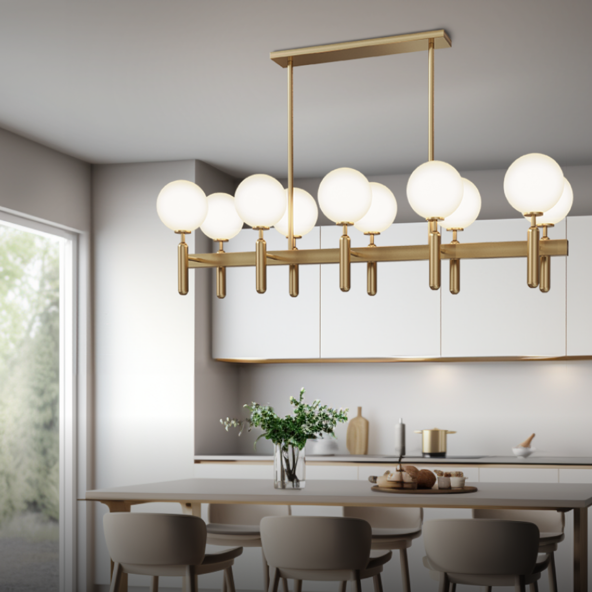 Kristy Design Ball Glass/Metal Pendant Light Gold White - Neutral Decor