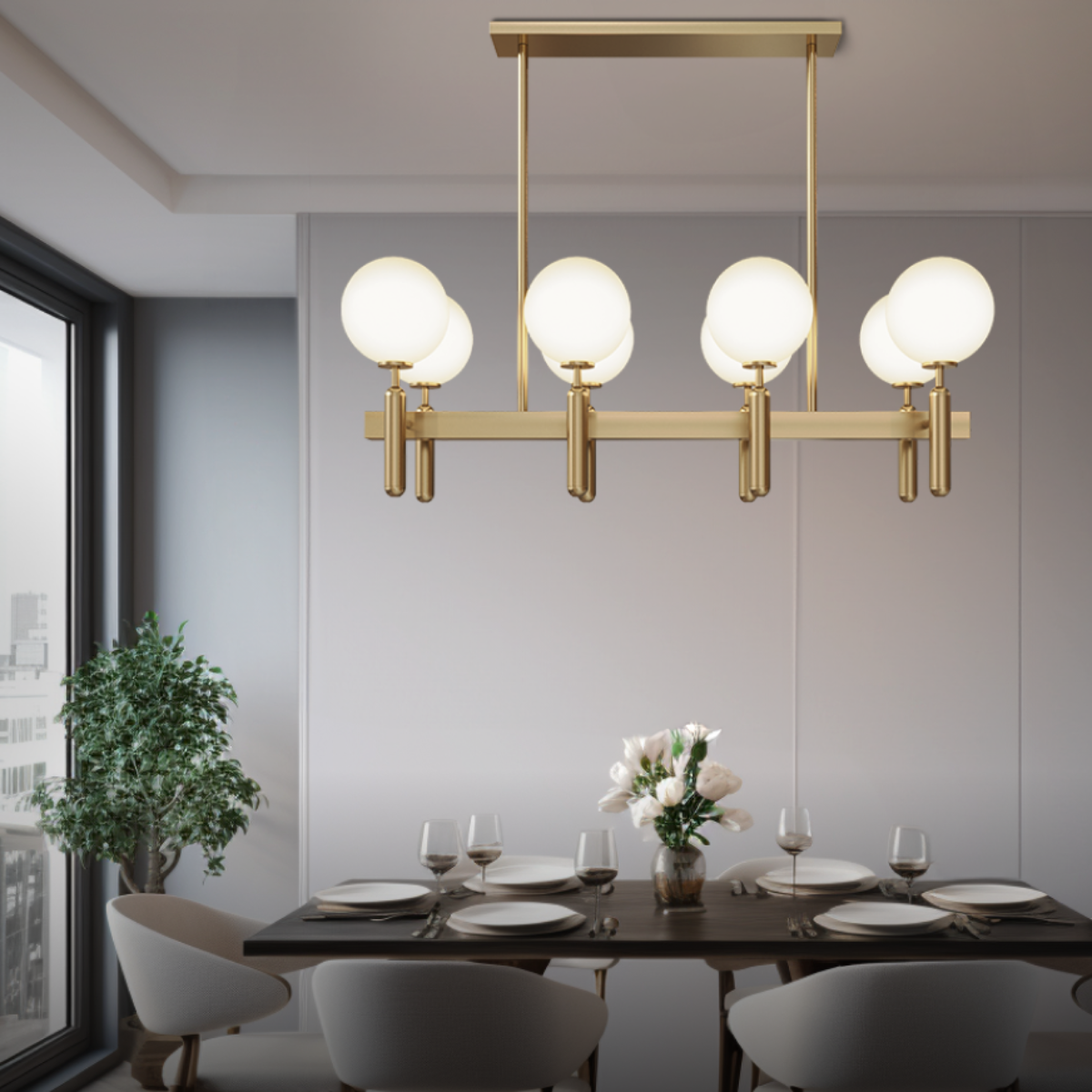 Kristy Design Ball Glass/Metal Pendant Light Gold White - Neutral Decor