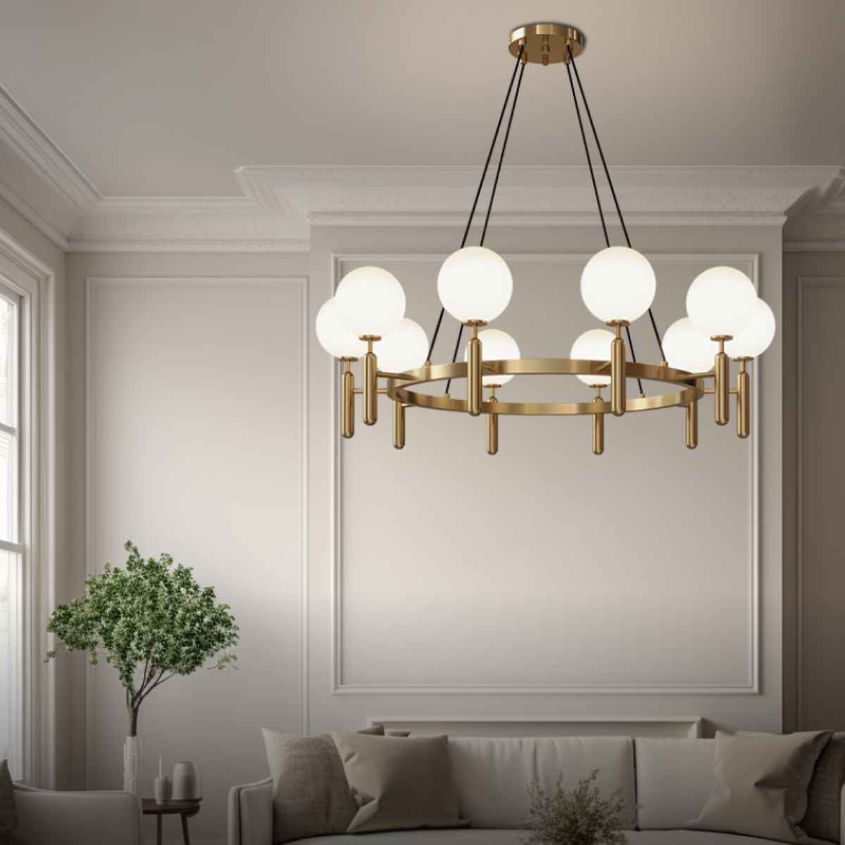 Kristy Design Ball Glass/Metal Pendant Light Gold White - Neutral Decor