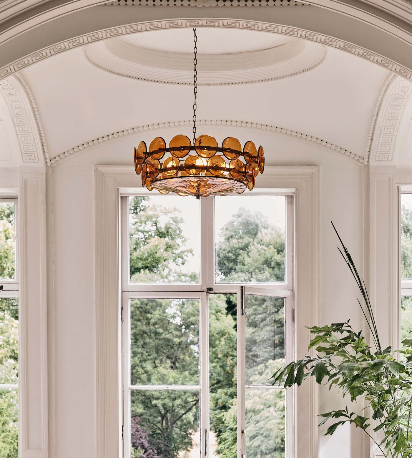 Aurora Chandelier Murano Glass Disc Vintage-Neutral Decor