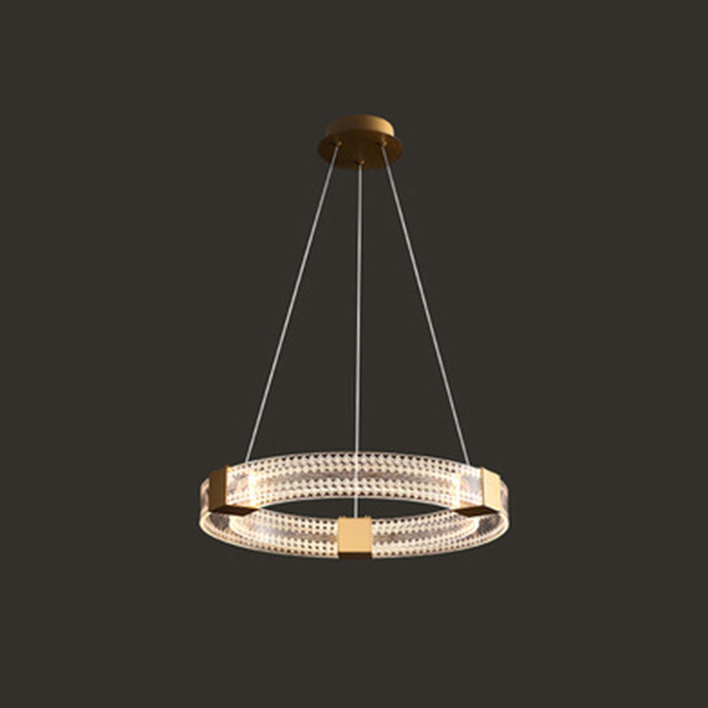 Arisha Modern Round/Oval Acrylic/Metal Pendant Light, Gold - Neutral Decor