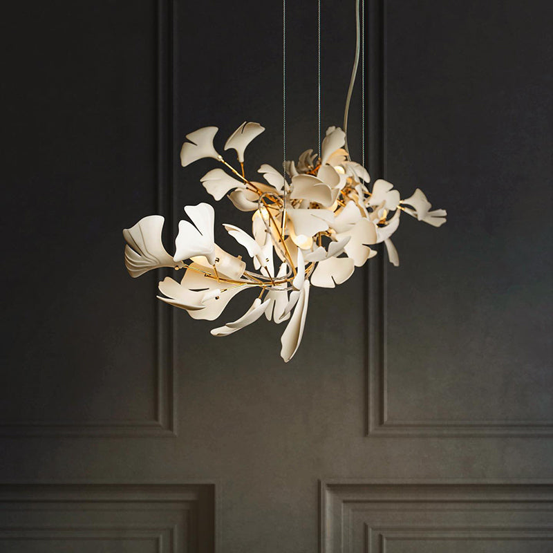 Olivia Luxury Ceramic Chandelier Large Foyer, Gingko leaf, Living Room - Neutral Decor