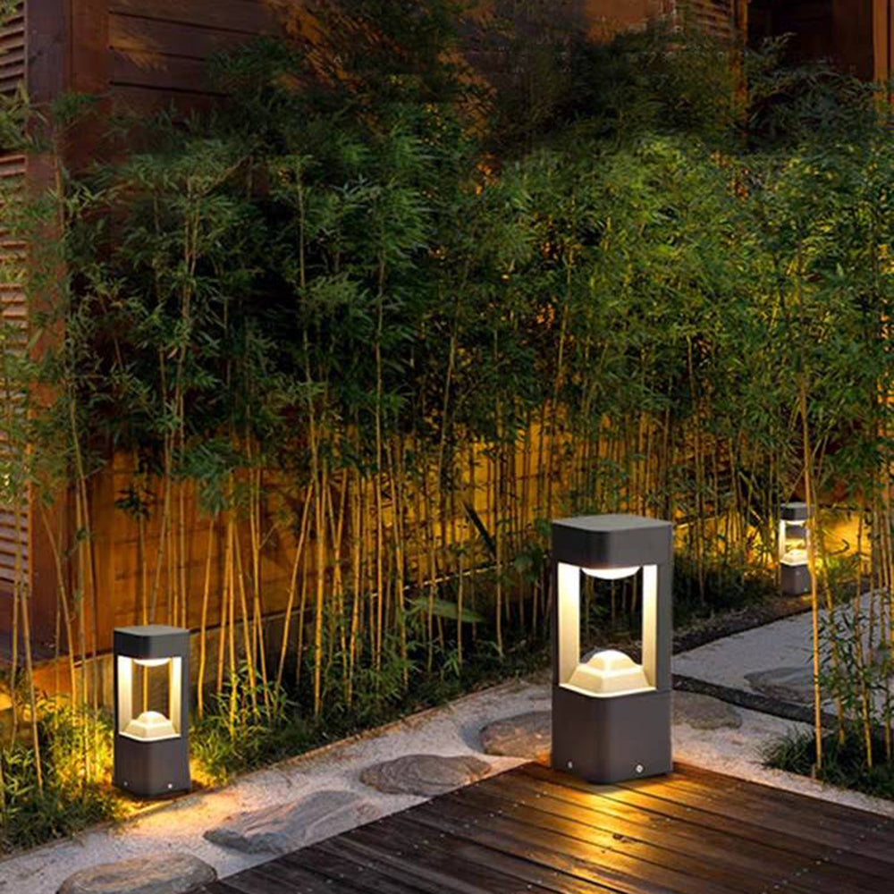Ray Contemporary Metal Triangular Hollow Outdoor Path Light, Black - Neutral Decor
