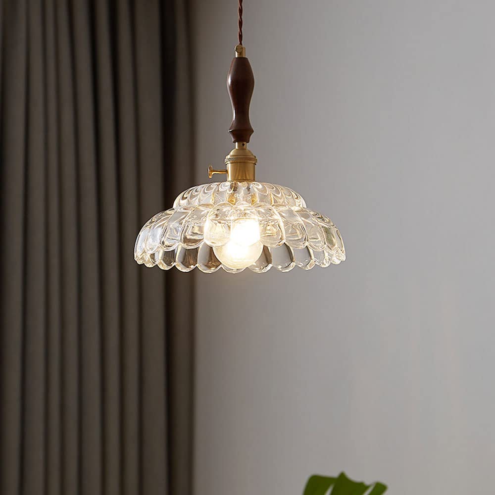 Valentina Modern LED Pendant Light Wooden Handle Metal Glass Bedroom - Neutral Decor