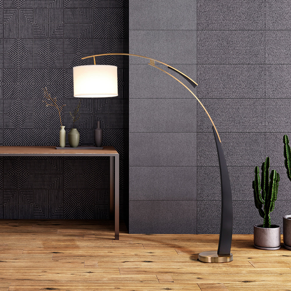 Salgado Floor Lamp 3 Color Temperature Switchable, Artificial Fabric/Metal - Neutral Decor