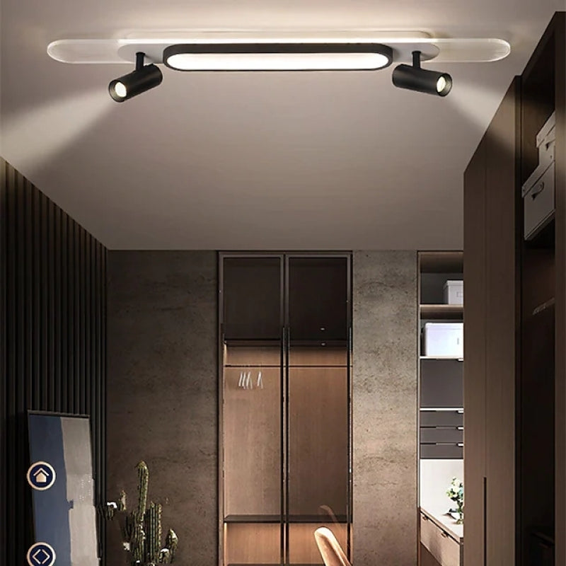 Aim Modern Rectangular LED Metal/Acrylic Ceiling Light, Black/White - Neutral Decor