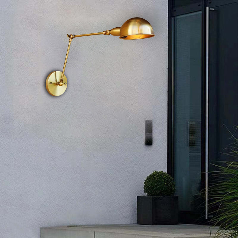 Epoch Vintage Semi-sphere Metal Swing Arm Foldable Wall Lamp, Bronze - Neutral Decor