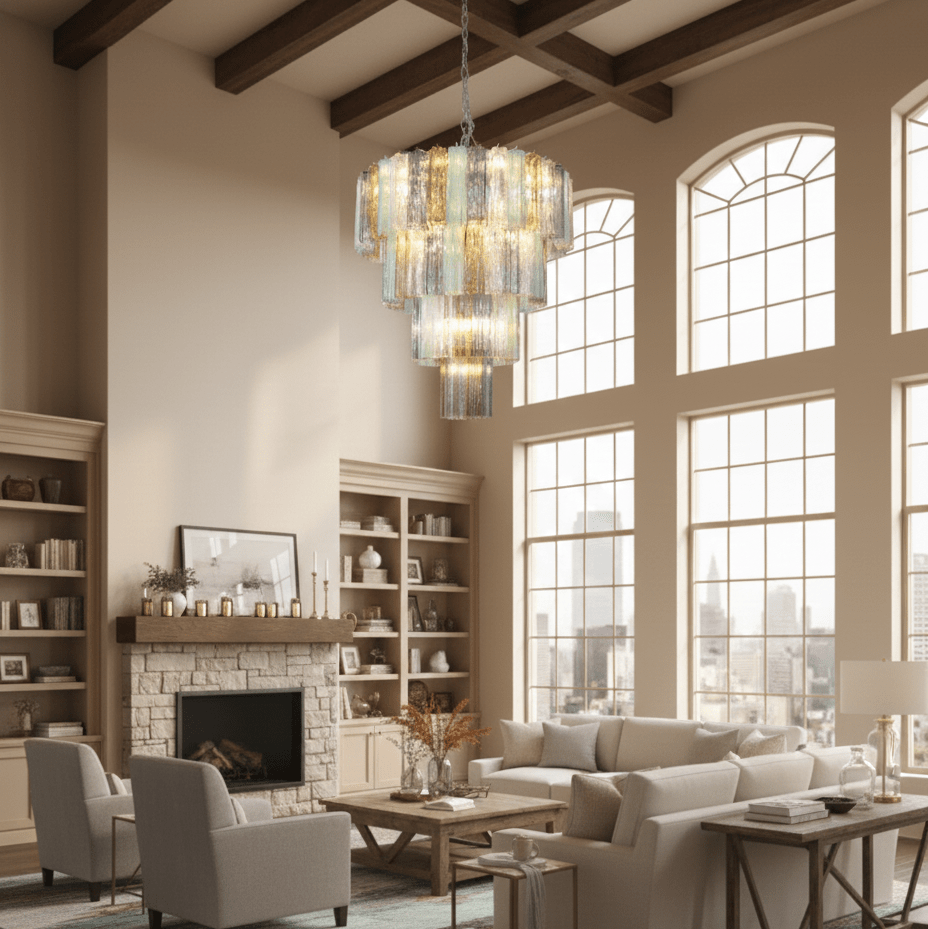 Kobi Eclat Elegant Colorful Glass Prism Chandelier-Neutral Decor
