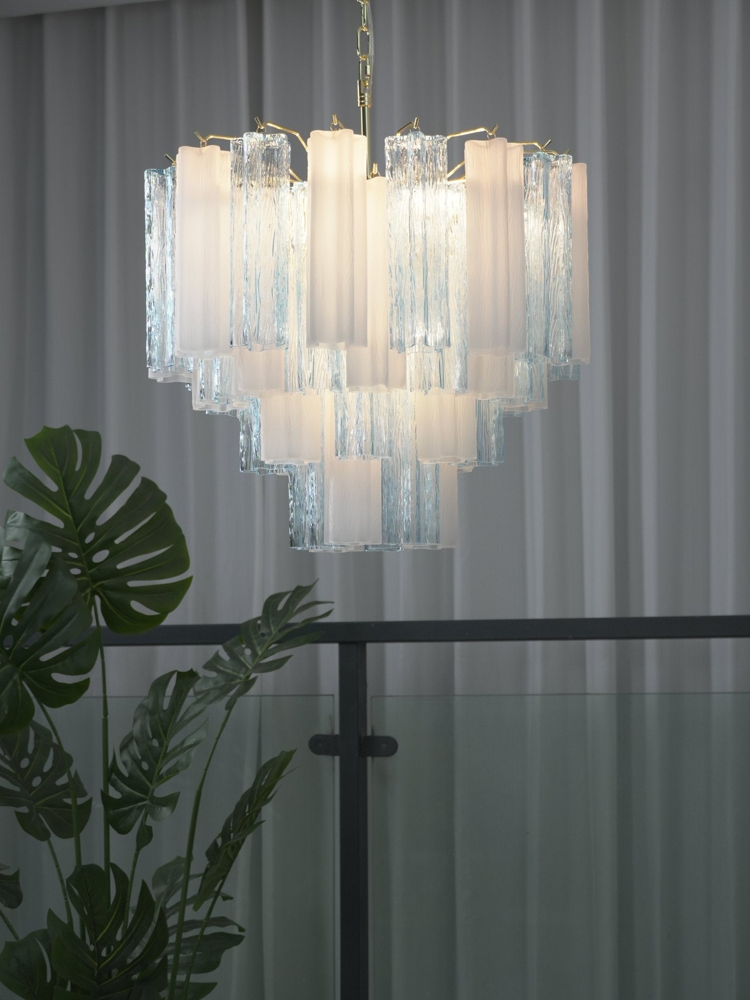 Bexy Glass Cascade Chandelier-Neutral Decor