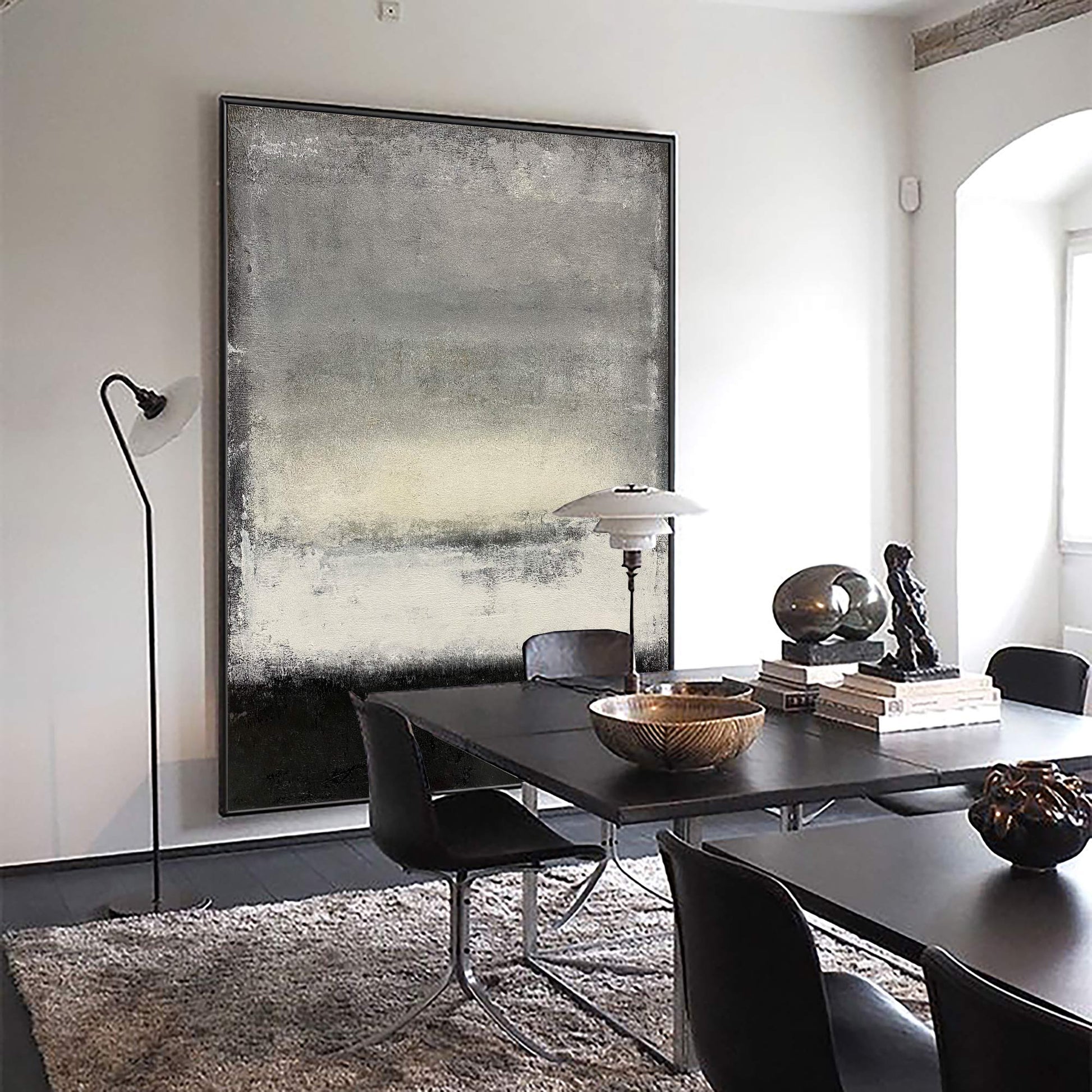 Black White Grey Abstract Painting ABAV105 - Neutralighting