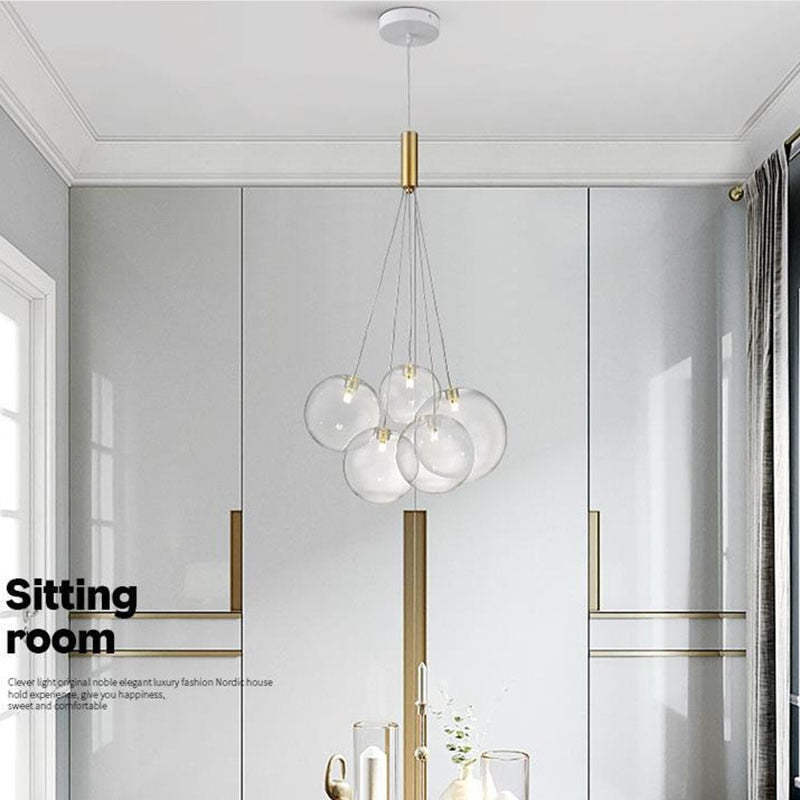 Valentina Glass Globe Bubble Pendant Light LED Stary - Neutral Decor