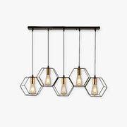 Arisha Rustic Farmhouse Geometry 3/5 Light Pendant Light, Black - Neutral Decor