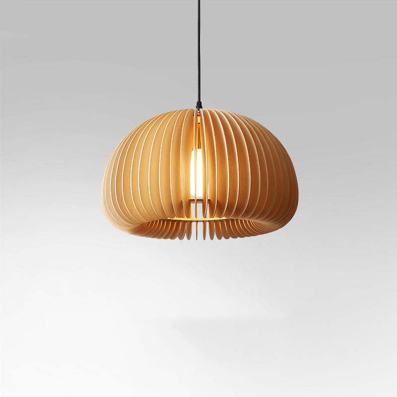 Muto Pumpkin Pendant Light, Wood - Neutral Decor