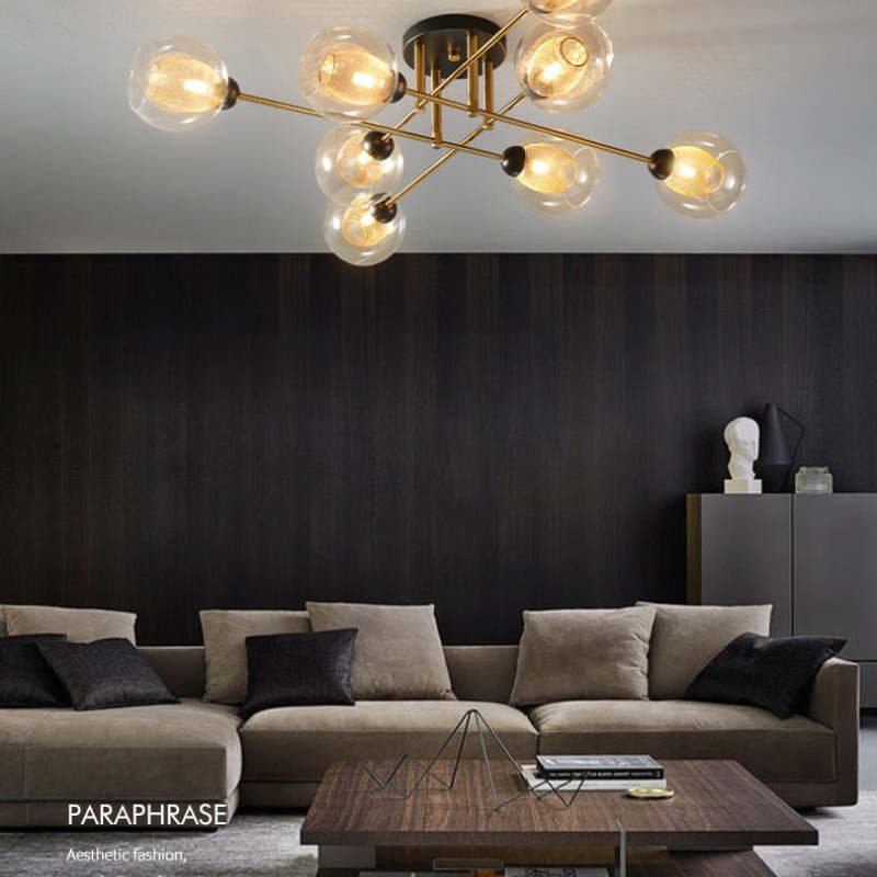 Valentina Industrial Glass Globe Chandelier LED, 6 Style - Neutral Decor