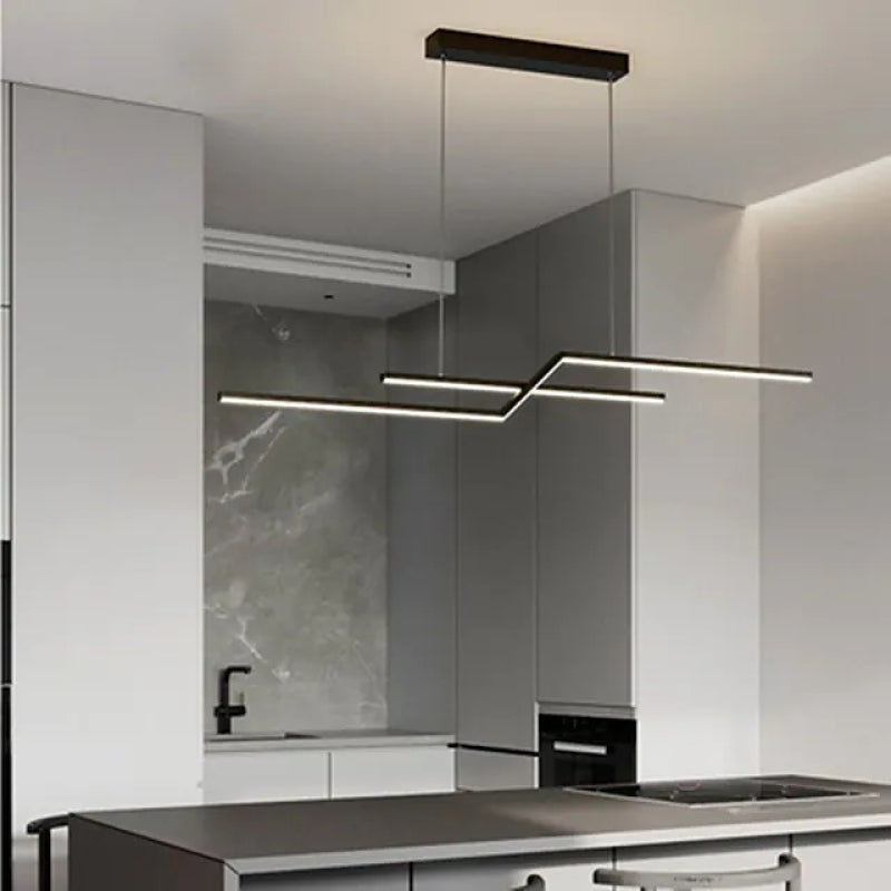 Arisha Parallel Fold Linear Pendant Light, Black/Gold, Living Room - Neutral Decor