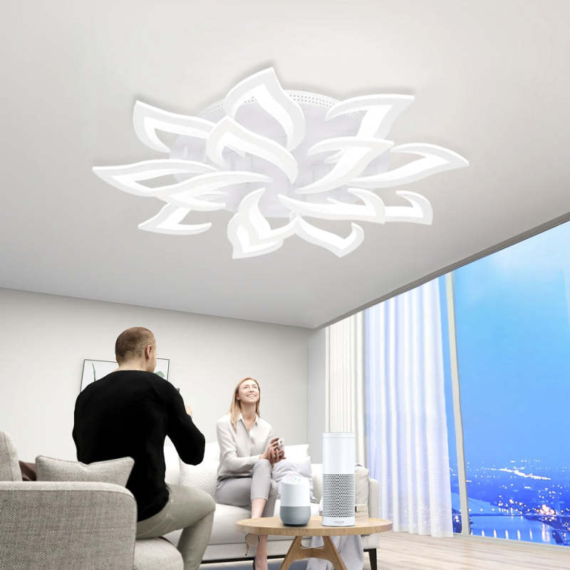 Arisha Elegant Flower Flush Mount Ceiling Light, White/Black - Neutral Decor