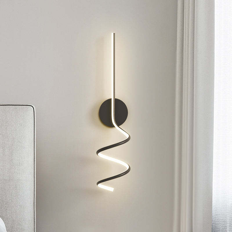 Arisha Modern LED Art Interior Wall Light Spiral, Black & White - Neutral Decor