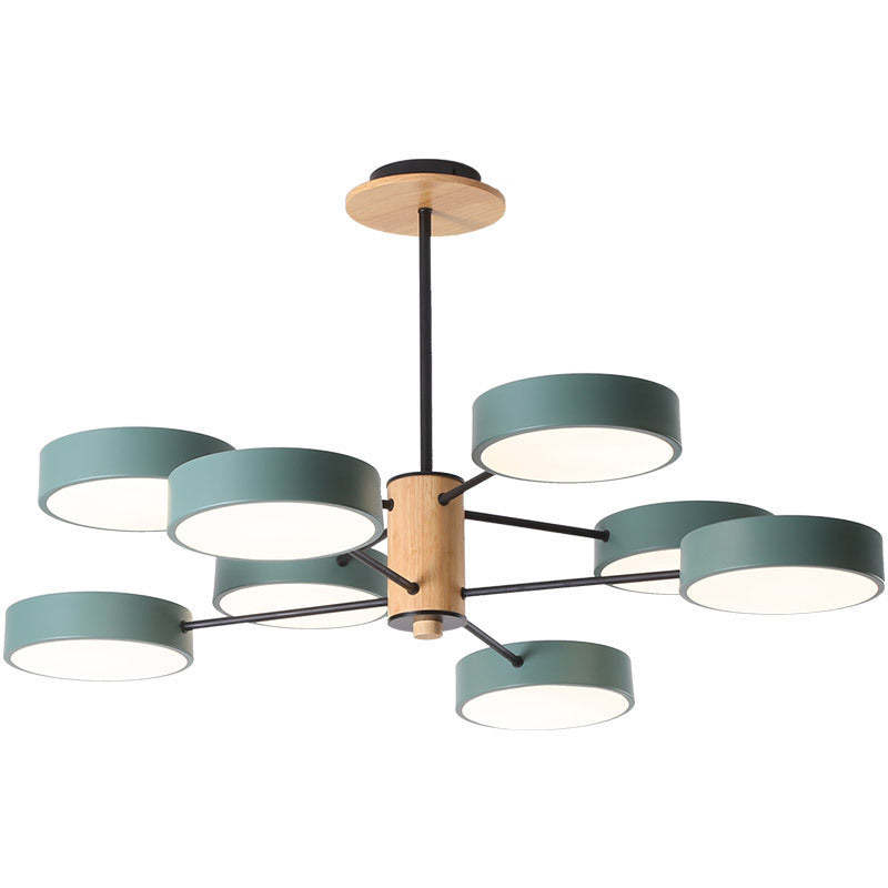 Arisha Art Deco Pendant Light, White/Green/Grey,Metal/Wood - Neutral Decor