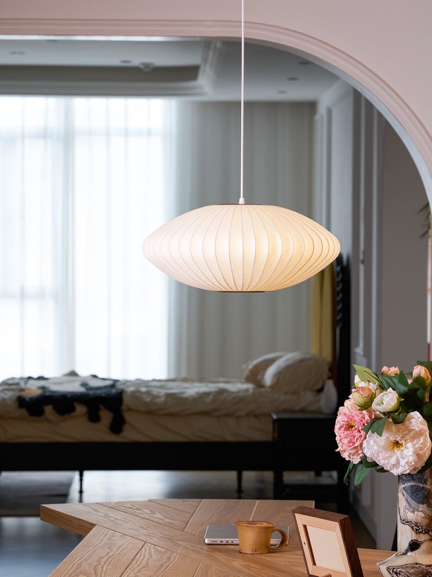Nebula Bubble Mulberry Silk Pendant Lamp-Neutral Decor