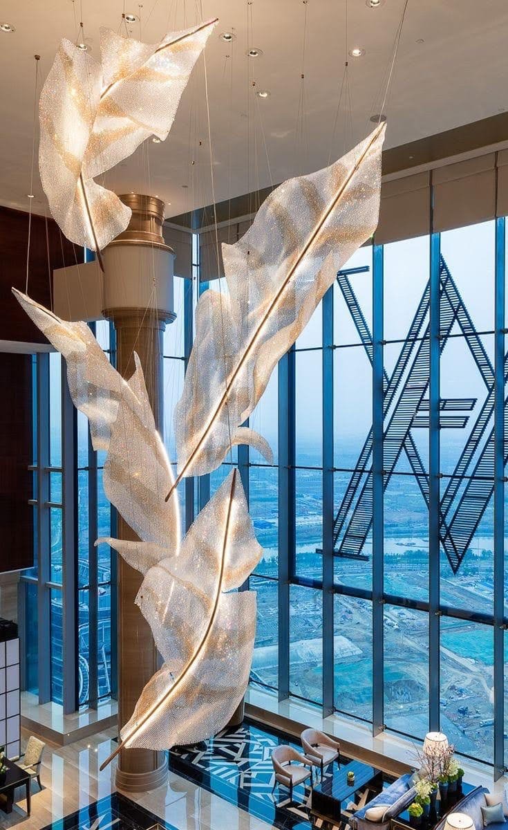 Rocor Individual Creativity Falling Leaves Glass Chandelier-Neutral Decor