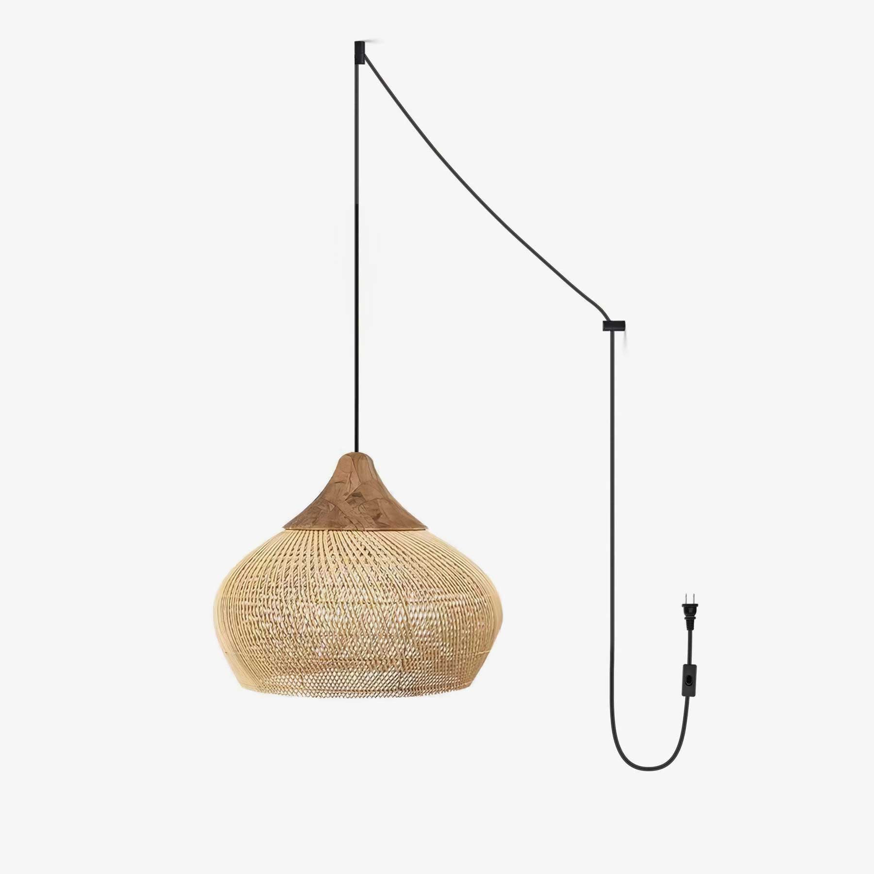Cora Pendant Lamp Rattan Swag Woven-Neutral Decor