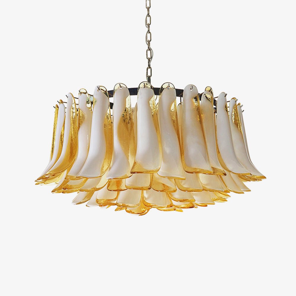 Equvel Chandelier Amber Murano Glass Petal Elegant-Neutral Decor