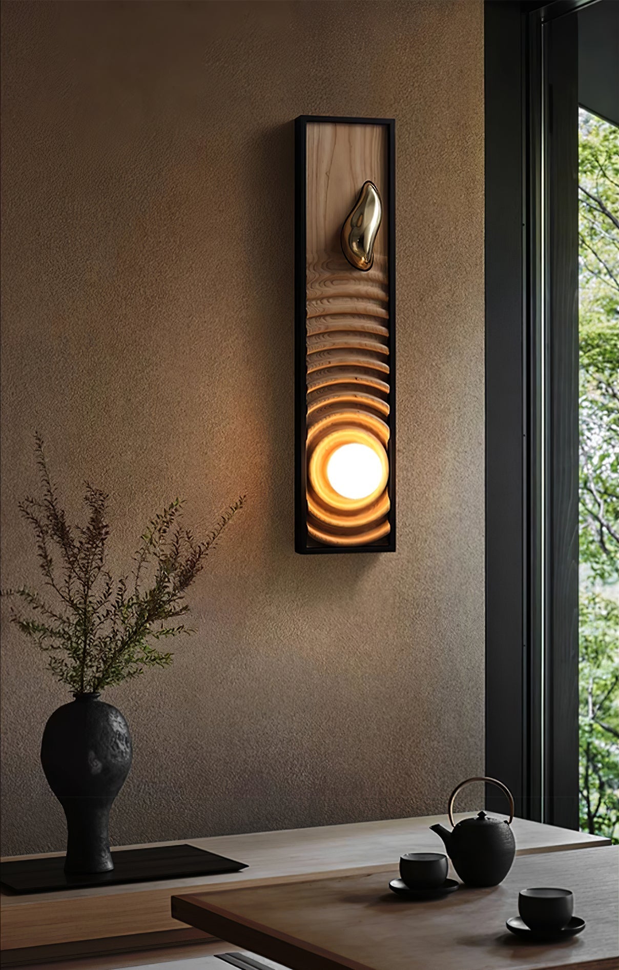 Caleb Vintage Wood Wall Lamp-Neutral Decor