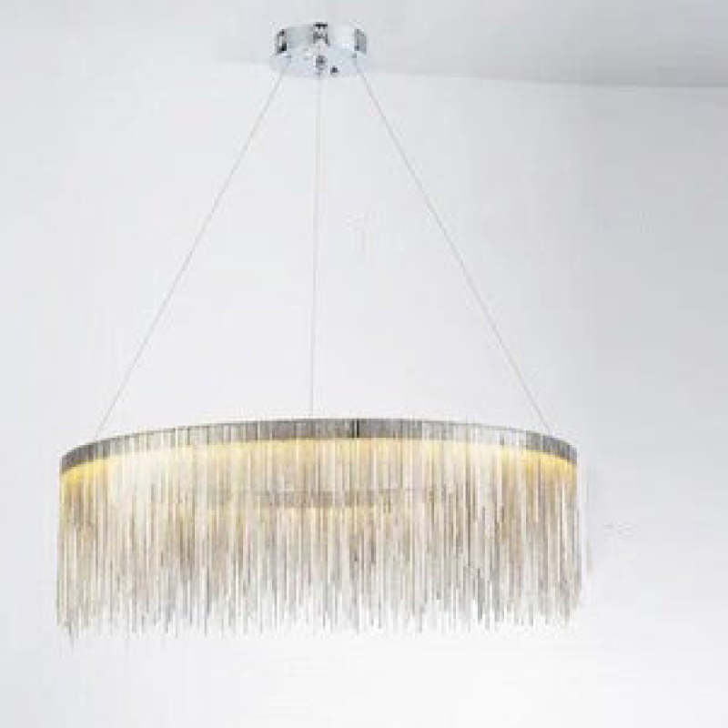 Arisha Tassel Chain Art Deco Pendant Light Silver/Gold Living Room/Hall - Neutral Decor