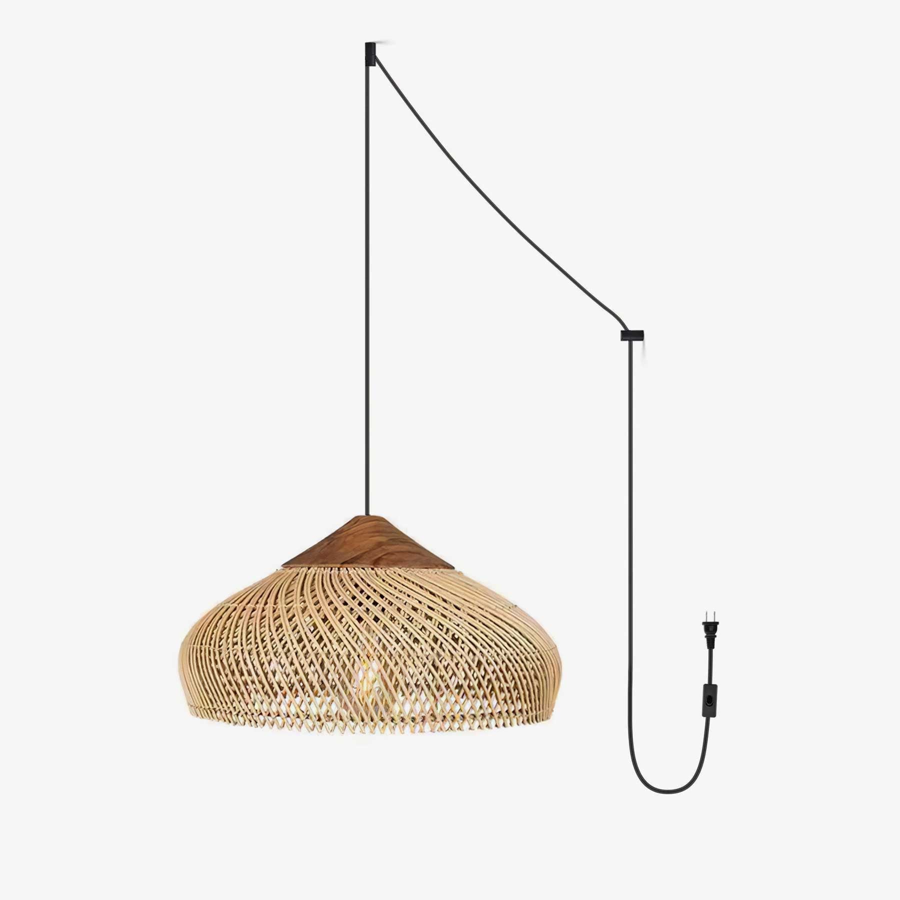 Cora Pendant Lamp Rattan Swag Woven-Neutral Decor