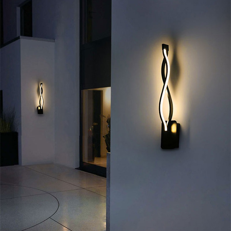 Arisha Wave Modern Simple Wall Lamp, Black & White - Neutral Decor