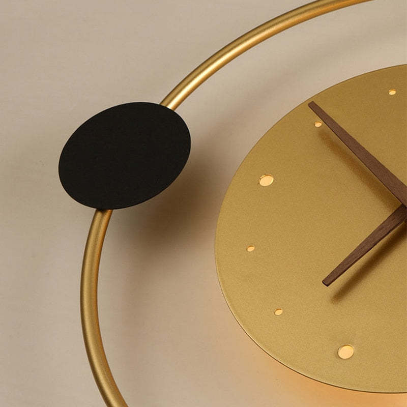 Arisha Wall Lamp Clock, Black & Gold - Neutral Decor