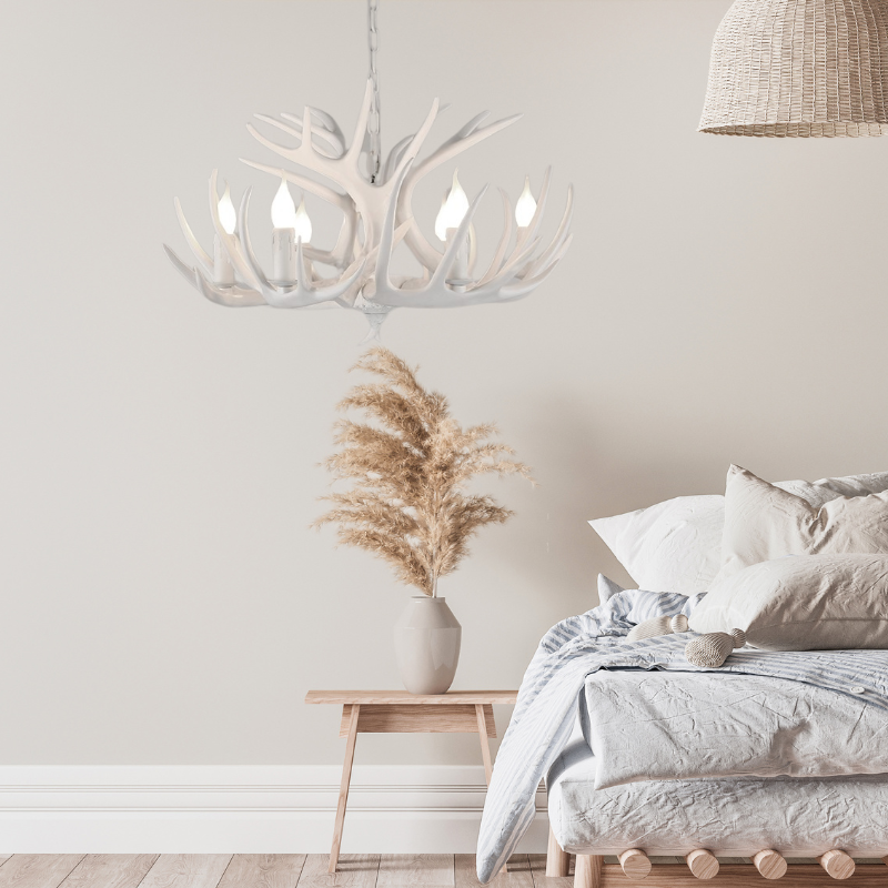 Silva Retro Deer Antlers Candle light Horn Resin Chandelier - Neutral Decor