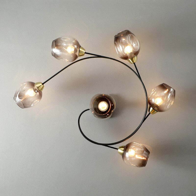 Valentina Flush Mount Ceiling Light, Glass, Black/Gold, Dining Room - Neutral Decor