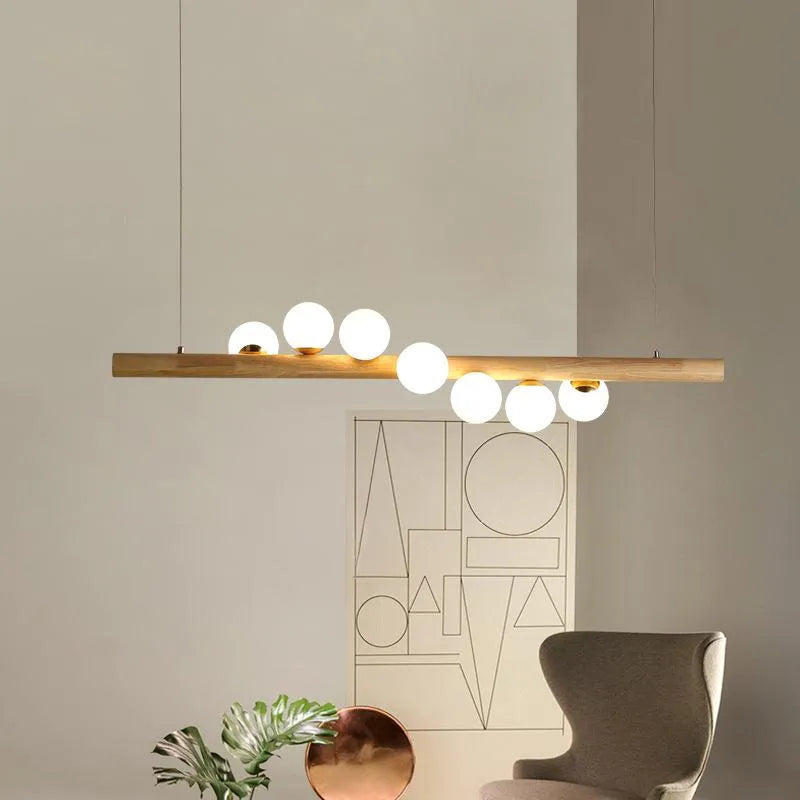 Valentina Glass Bubble Pendant Light Wood/Walnut - Neutral Decor