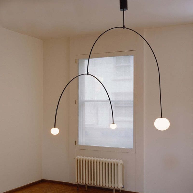 Arisha Minimalist Linear Mobile Pendant Light, Black - Neutral Decor
