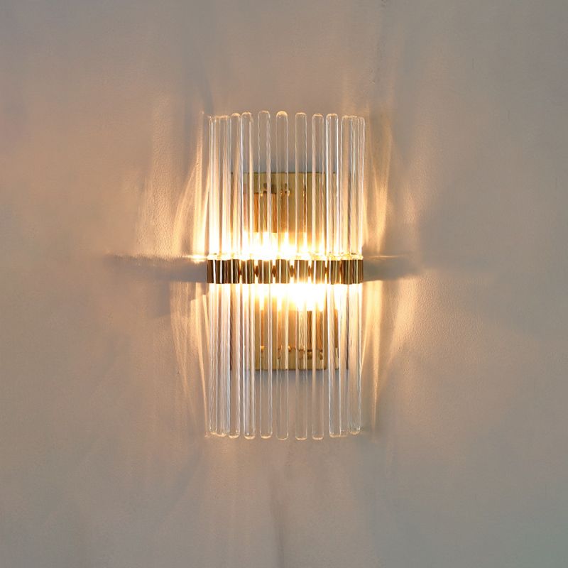 Ray Modern Cylindrical Metal/Crystal Wall Lamp, Gold - Neutral Decor