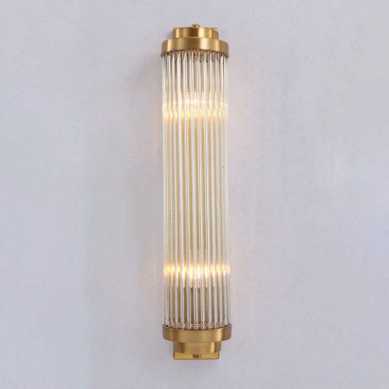 Ray Modern Cylindrical Metal/Crystal Wall Lamp, Gold - Neutral Decor