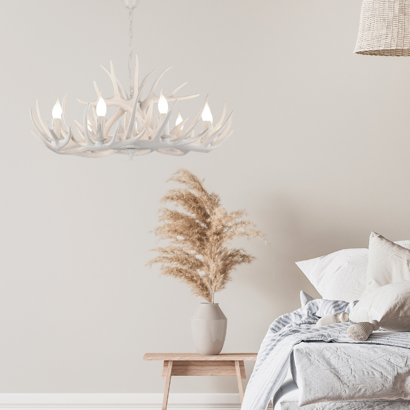 Silva Retro Deer Antlers Candle light Horn Resin Chandelier - Neutral Decor