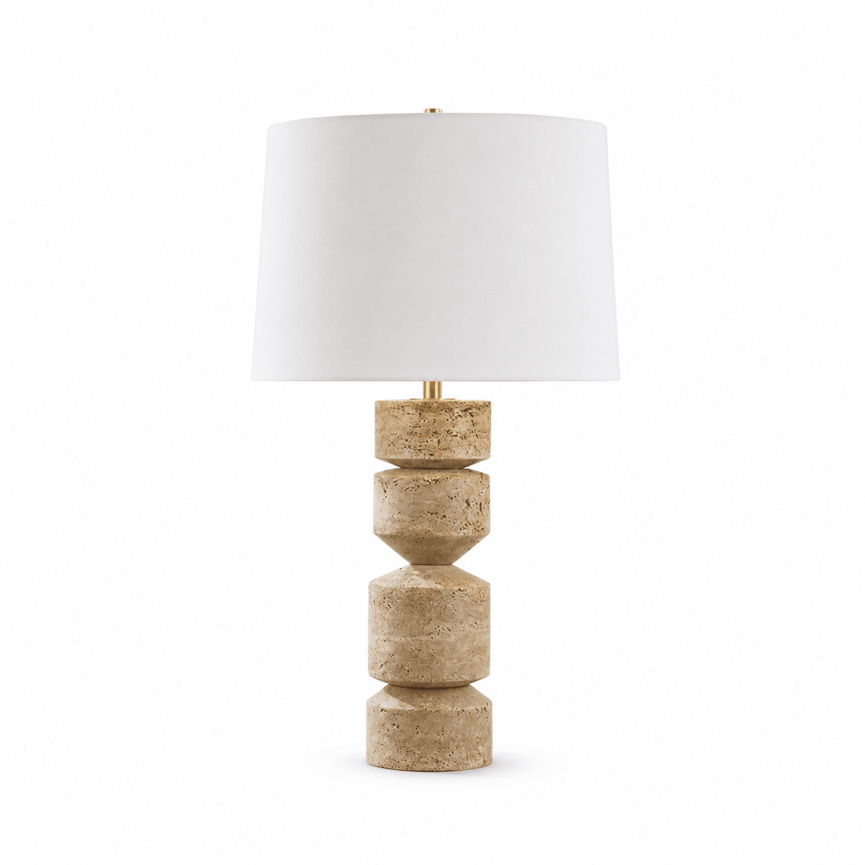Geometric Travertine Table Lamp-Neutral Decor