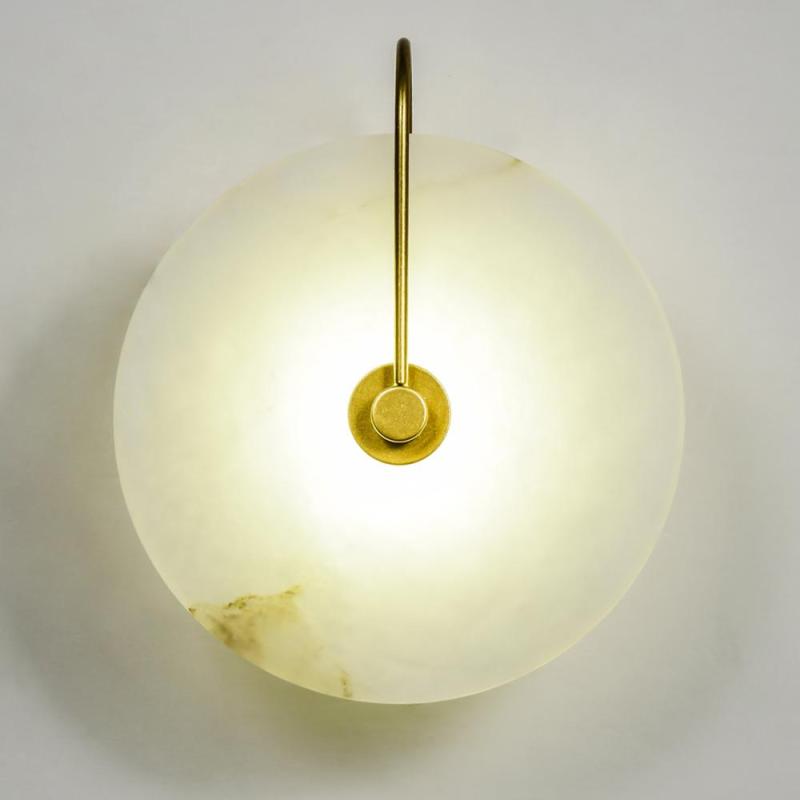 Arisha Round Bedside Wall Light, Artificial Marble, Gold & Black - Neutral Decor